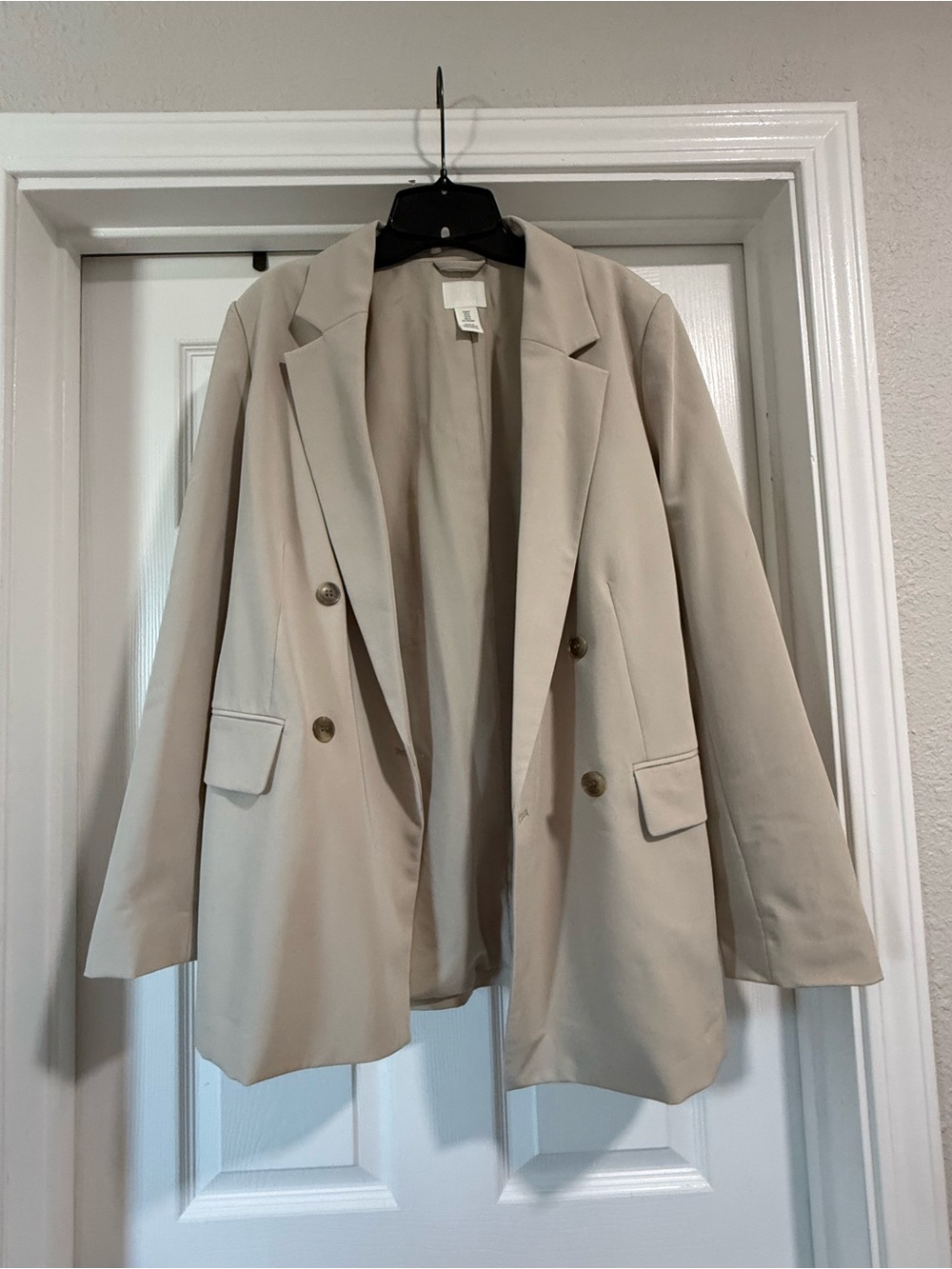 H&M Cream Double-Breasted Blazer